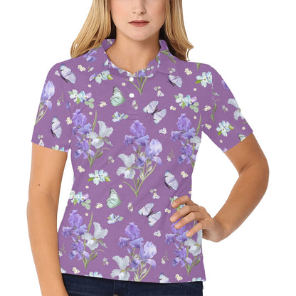 Iris Pattern Print Design IR09 Women's Polo Shirt