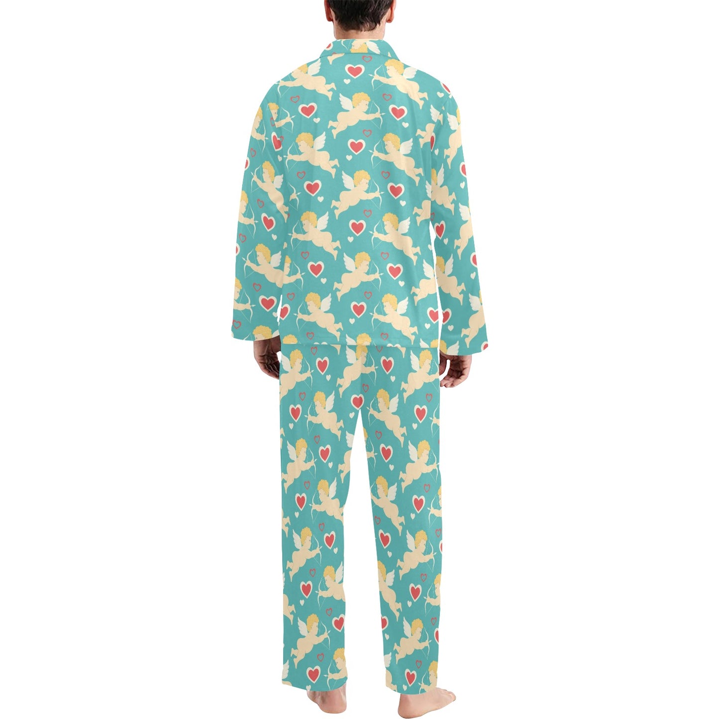 Cupid Pattern Print Design 01 Men's Long Pajama Set