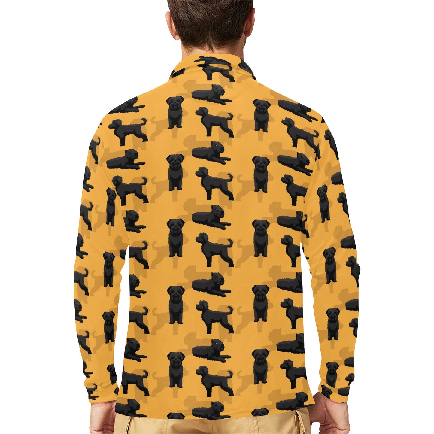 Bouviers des Flandres Pattern Print Design 01 Long Sleeve Polo Shirt For Men's