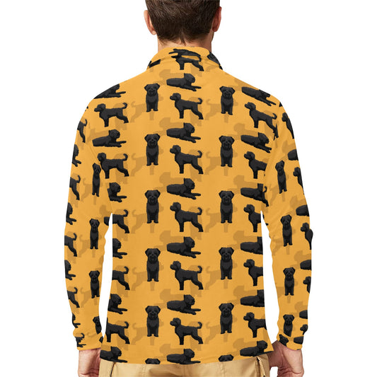 Bouviers des Flandres Pattern Print Design 01 Long Sleeve Polo Shirt For Men's
