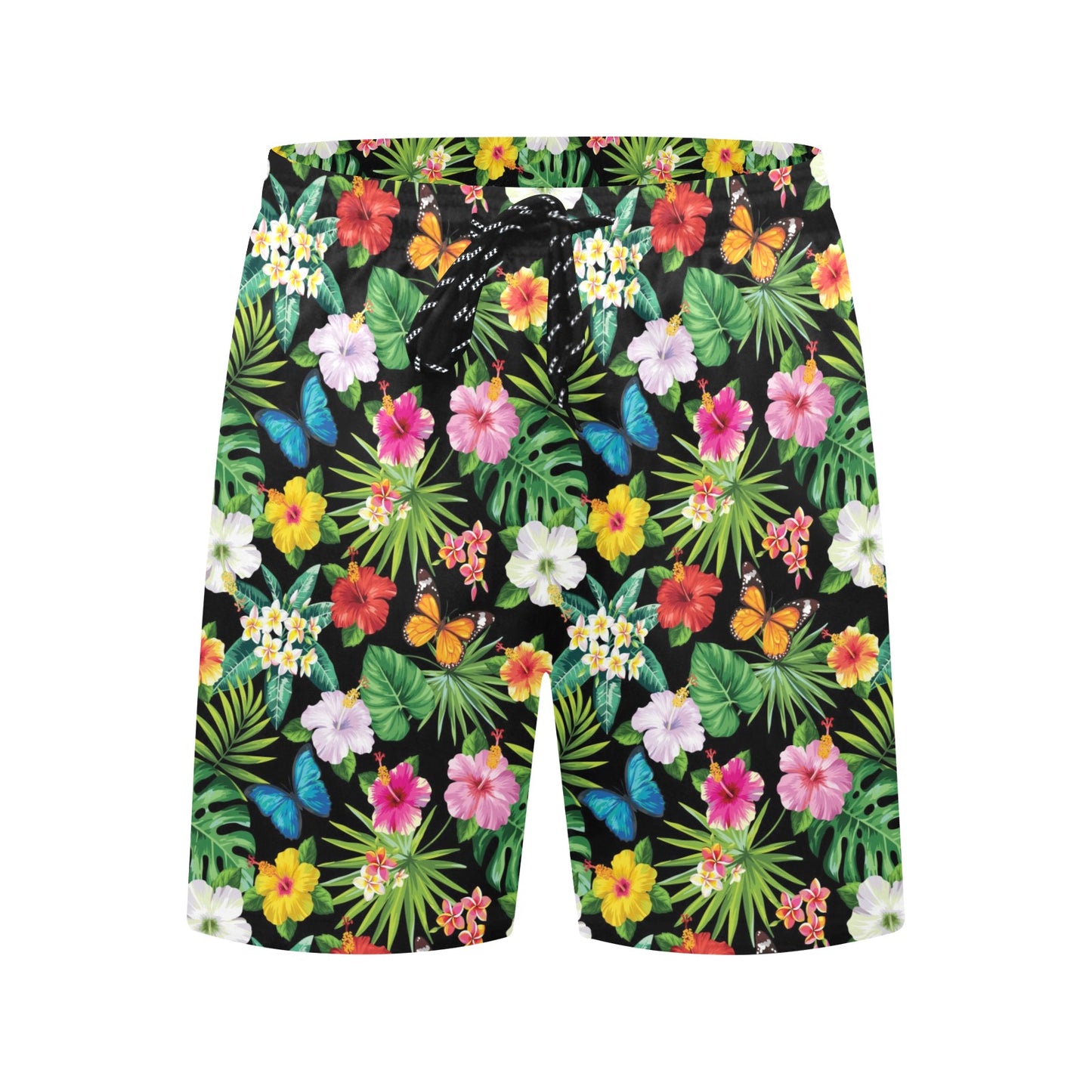 Hibiscus With Butterfly Print Design LKS305 Men's Swim Trunks Beach Shorts
