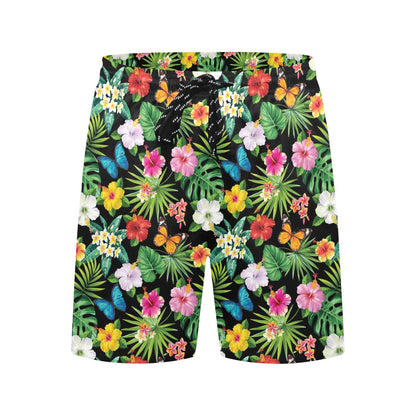 Hibiscus With Butterfly Print Design LKS305 Men's Swim Trunks Beach Shorts