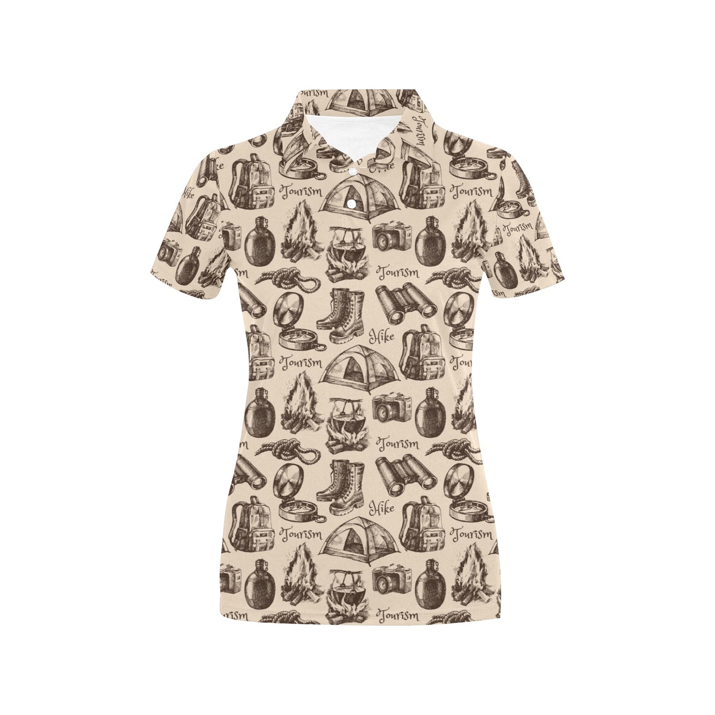 Camping Pattern Print Design 01 Women's Polo Shirt