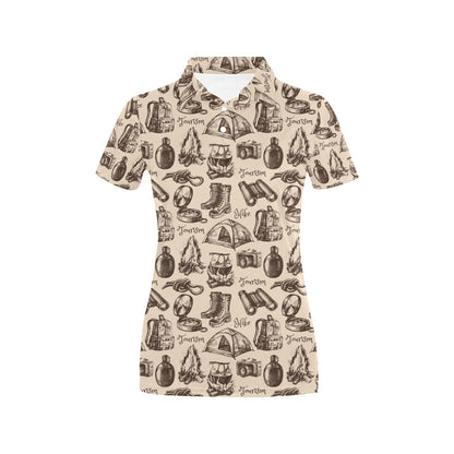 Camping Pattern Print Design 01 Women's Polo Shirt