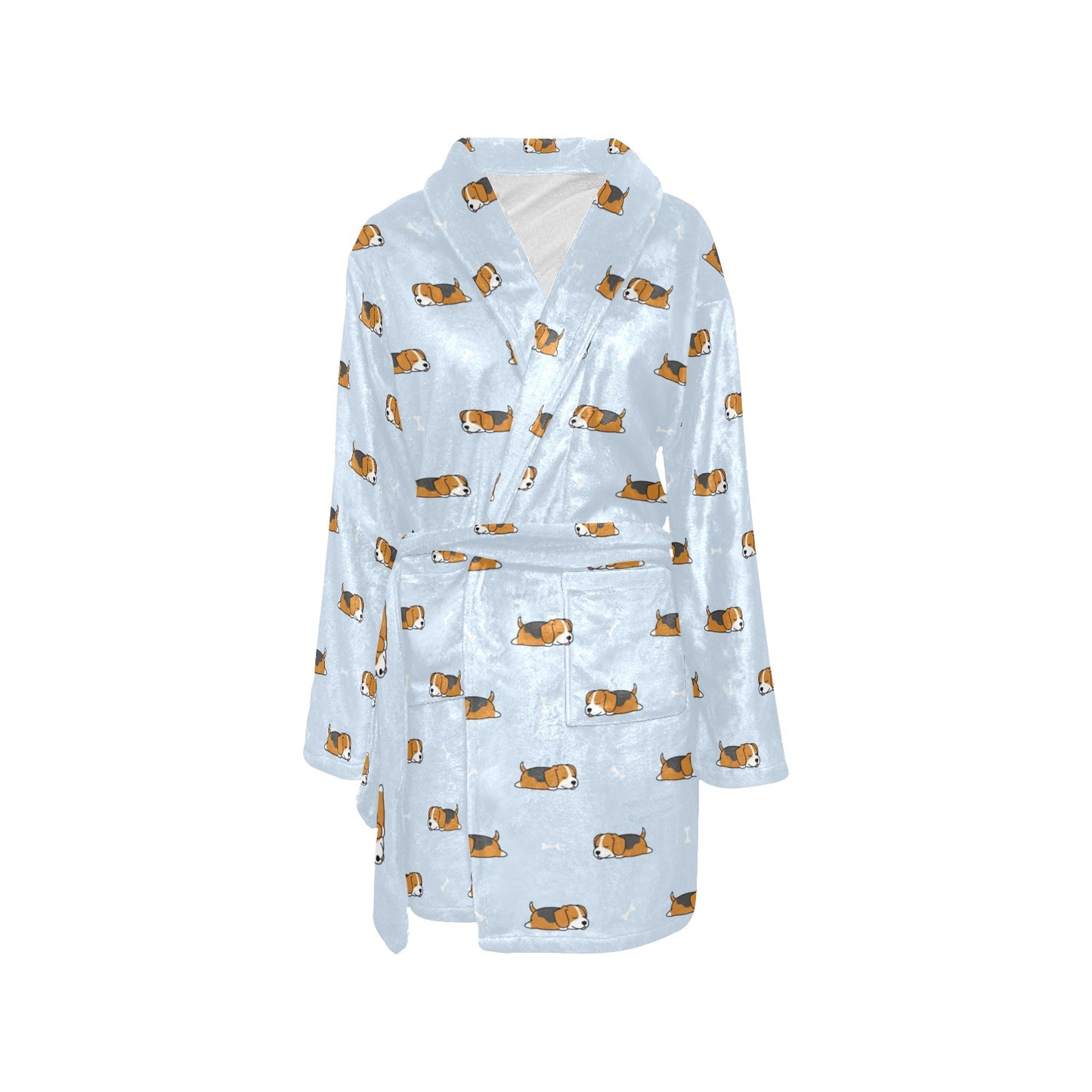 Beagle Pattern Print Design 06 Women's Fleece Robe