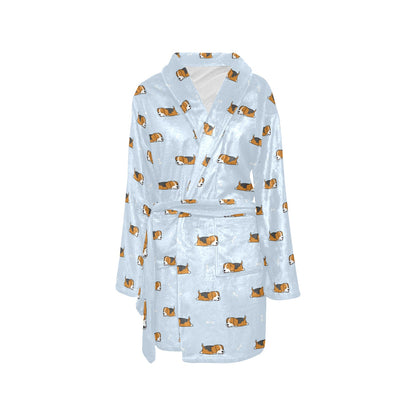 Beagle Pattern Print Design 06 Women's Fleece Robe