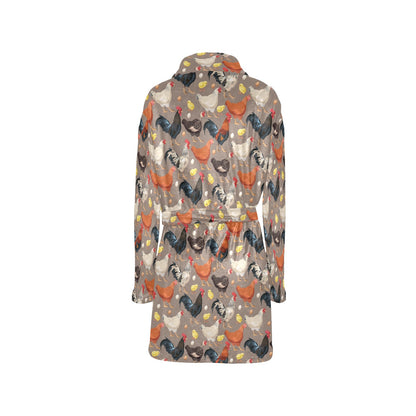 Chicken Evolution Pattern Women's Fleece Robe