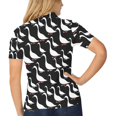 Goose Pattern Print Design 01 Women's Polo Shirt