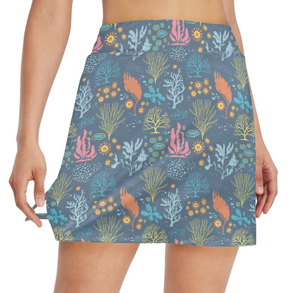 Seaweed Print Design LKS304 17" Golf & Pickleball Skort with Pockets