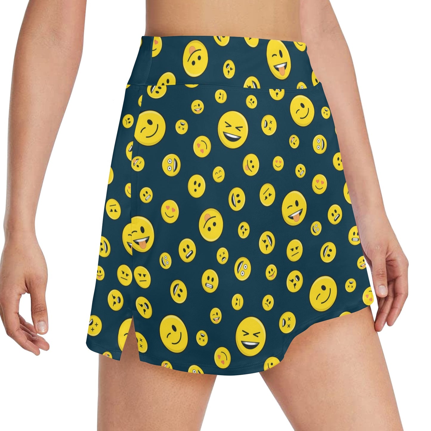 Smiley Face Emoji Print Design LKS301 17" Golf & Pickleball Skort with Pockets