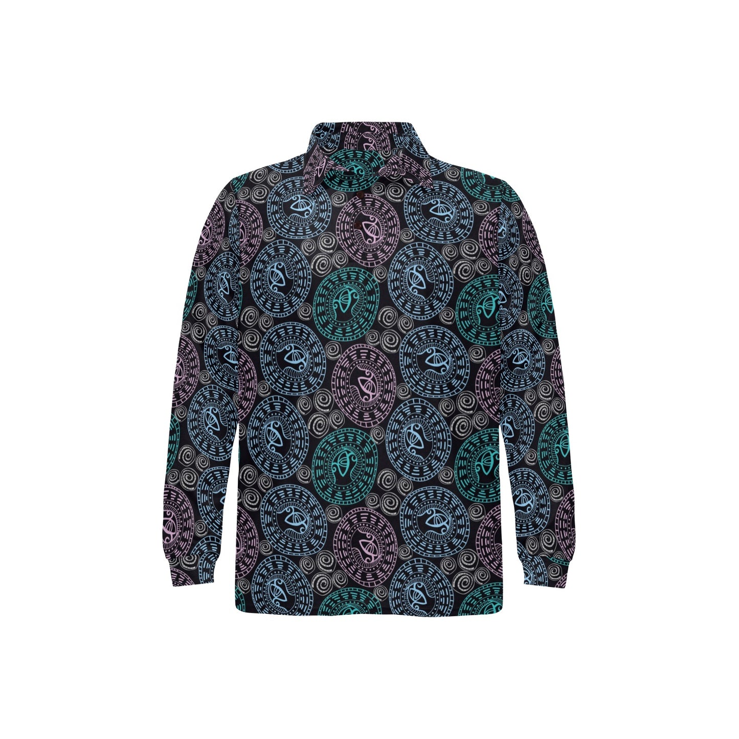 Eye of Horus Ethnic Pattern Long Sleeve Polo Shirt For Men's