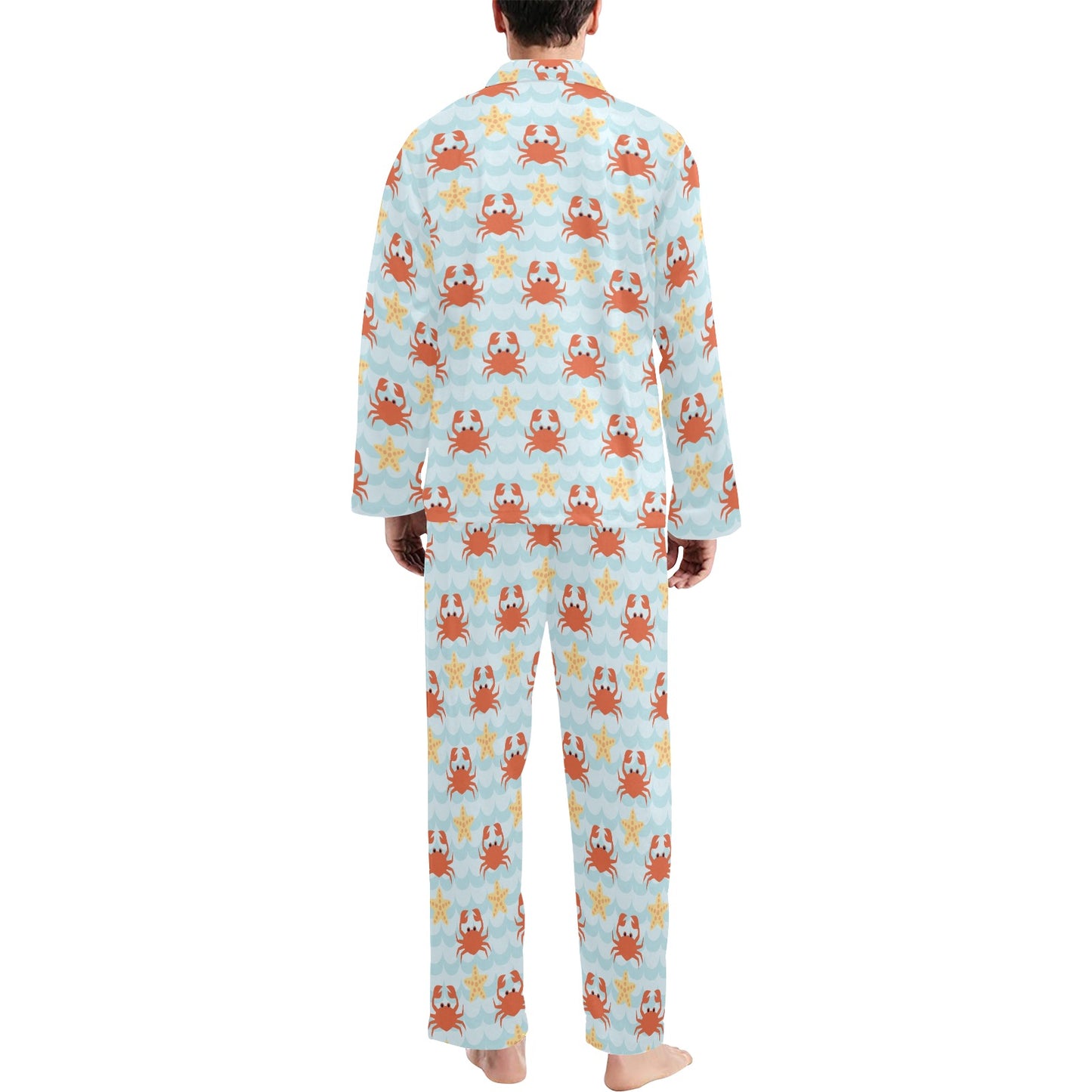 Crab Pattern Print Design 03 Men's Long Pajama Set