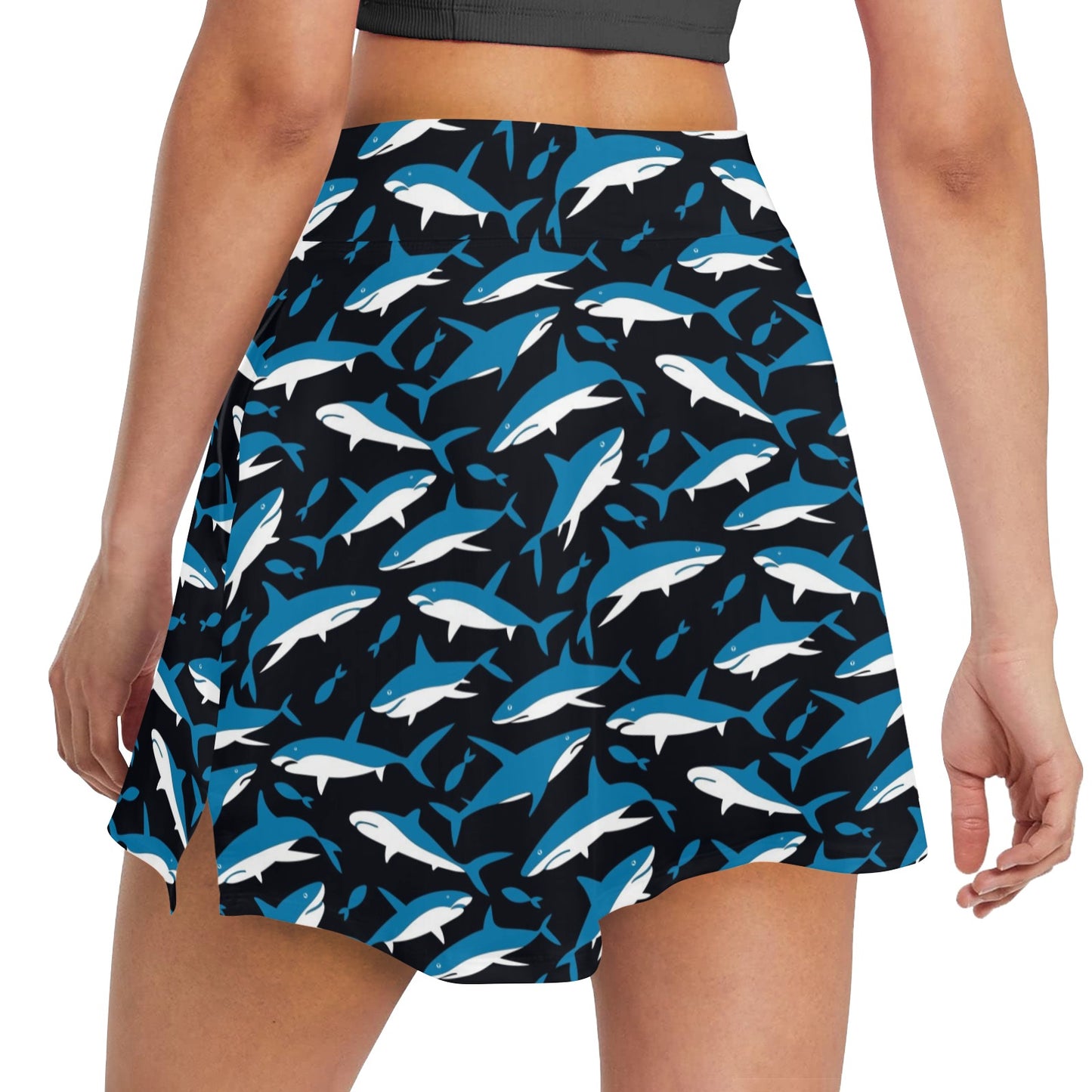Shark Print Design LKS303 17" Golf & Pickleball Skort with Pockets