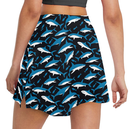 Shark Print Design LKS303 17" Golf & Pickleball Skort with Pockets