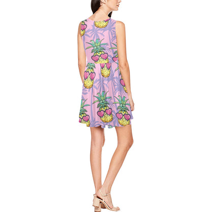 Pineapple Pattern Print Design PP06 Sleeveless Dress