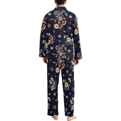 Summer Floral Pattern Print Design SF01 Men's Long Pajama Set