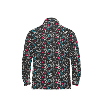 Sewing Equipment Print Design LKS305 Long Sleeve Polo Shirt For Men's