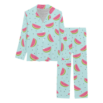 Watermelon Pattern Print Design WM06 Women's Long Pajama Set