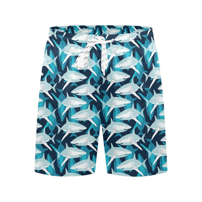 Shark Design Print Men's Swim Trunks Beach Shorts