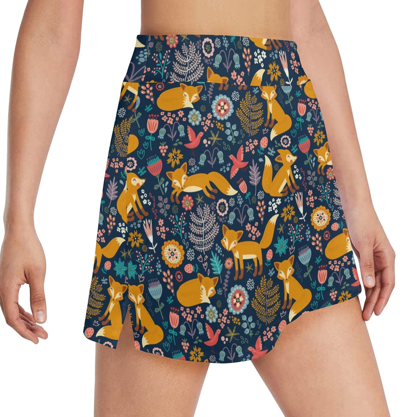 Fox Cute Jungle Print Pattern 17" Golf & Pickleball Skort with Pockets