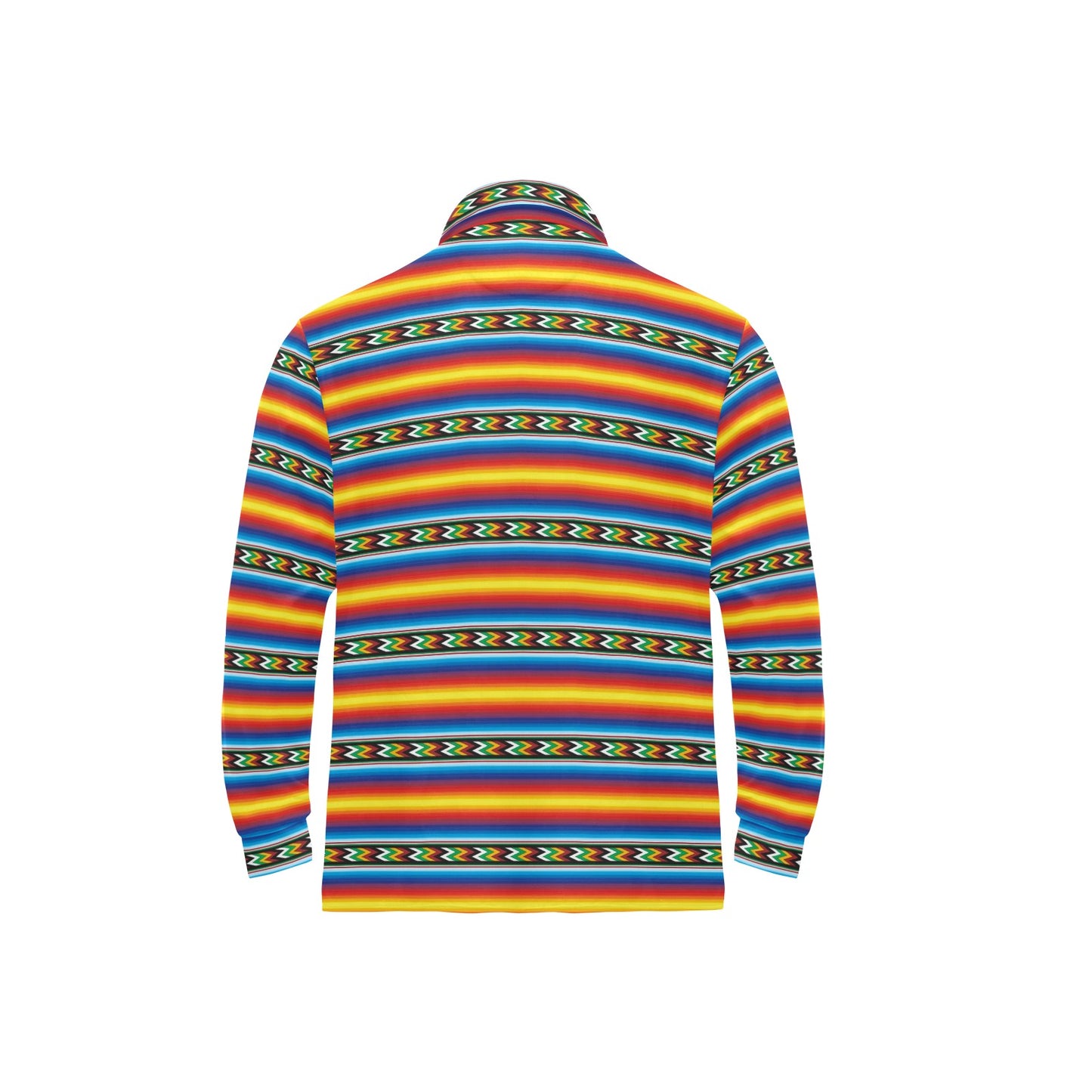 Mexican Blanket ZigZag Print Pattern Long Sleeve Polo Shirt For Men's