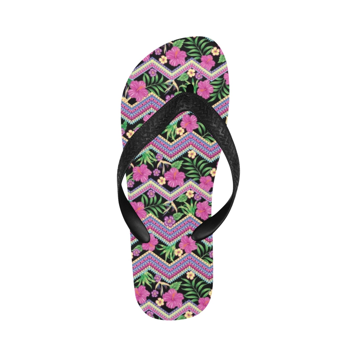 Hibiscus Pink Zigzag Line Pattern Design LKS307 Flip Flops