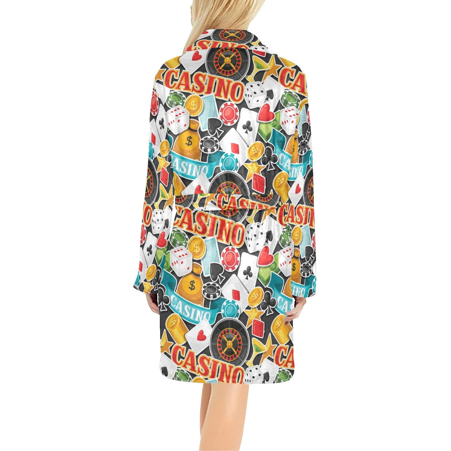 Casino Pattern Print Design 03 Women's Fleece Robe