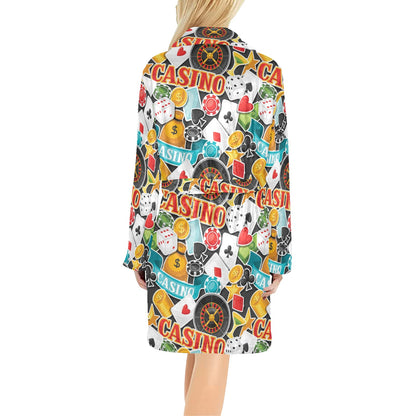 Casino Pattern Print Design 03 Women's Fleece Robe