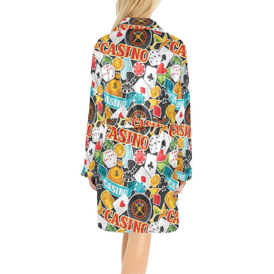 Casino Pattern Print Design 03 Women's Fleece Robe