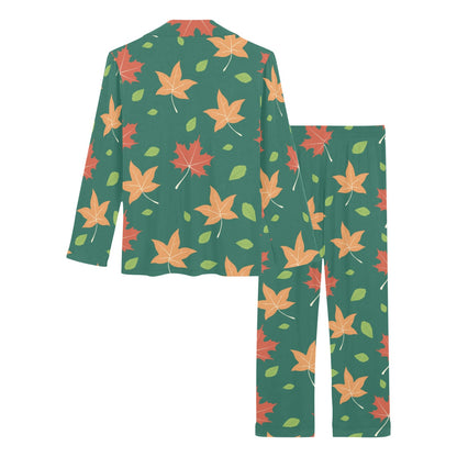 Maple Leaf Pattern Print Design 04 Women's Long Pajama Set
