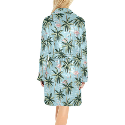 Palm Tree Pattern Print Design PT05 Women's Fleece Robe