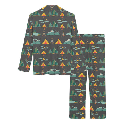 Camping Tent Pattern Print Design 03 Women's Long Pajama Set