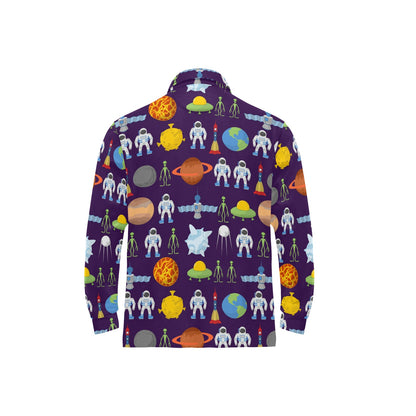 Alien Astronaut Planet Long Sleeve Polo Shirt For Men's