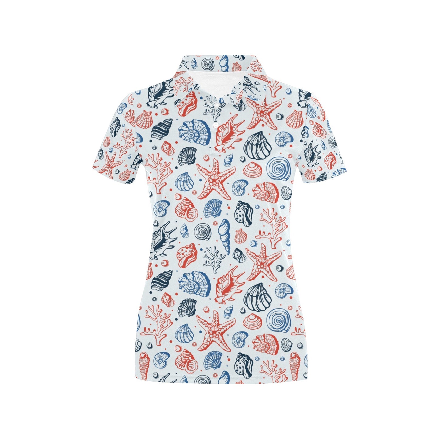 Seashell Print Design LKS307 Women's Polo Shirt