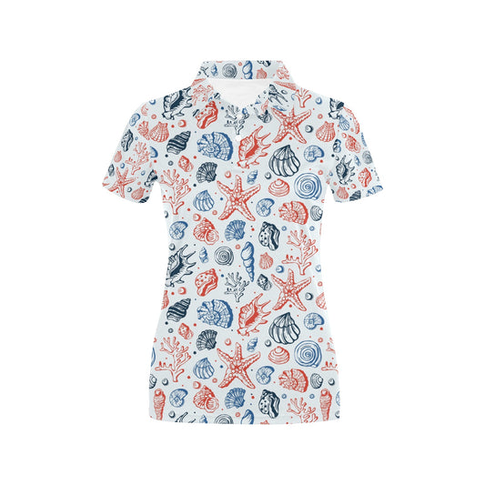 Seashell Print Design LKS307 Women's Polo Shirt