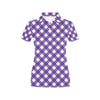 Gingham Purple Pattern Print Design 03 Women's Polo Shirt