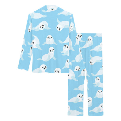Sea Lion Cute Pattern Print Design 03 Women's Long Pajama Set