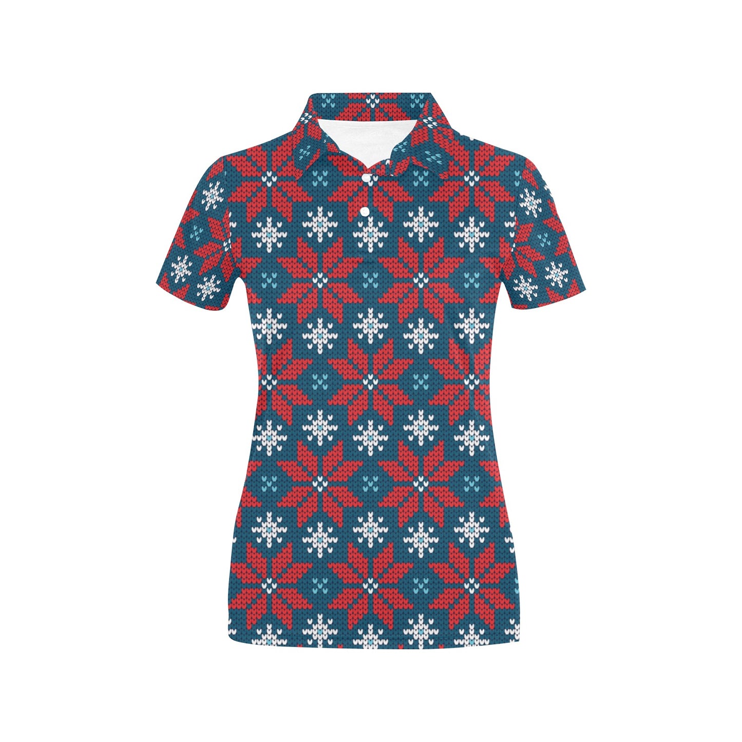 Poinsettia Pattern Print Design A02 Women's Polo Shirt