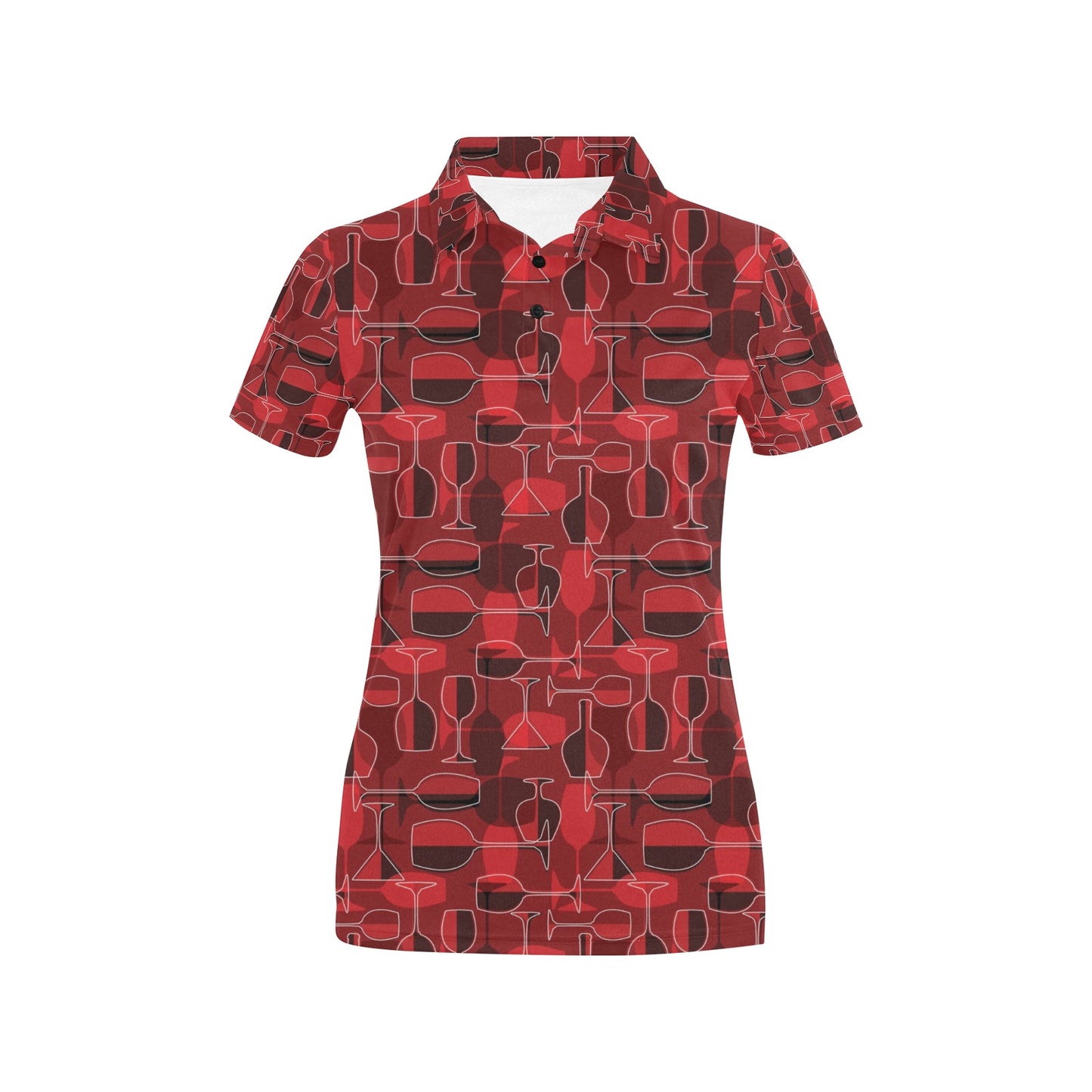 Wine Glass Print Design LKS301 Women's Polo Shirt