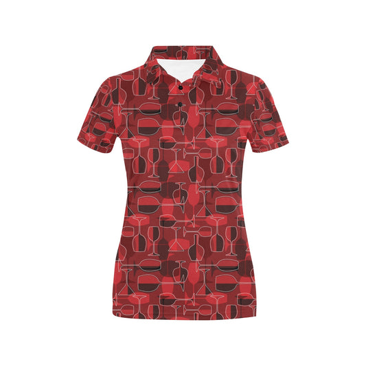Wine Glass Print Design LKS301 Women's Polo Shirt