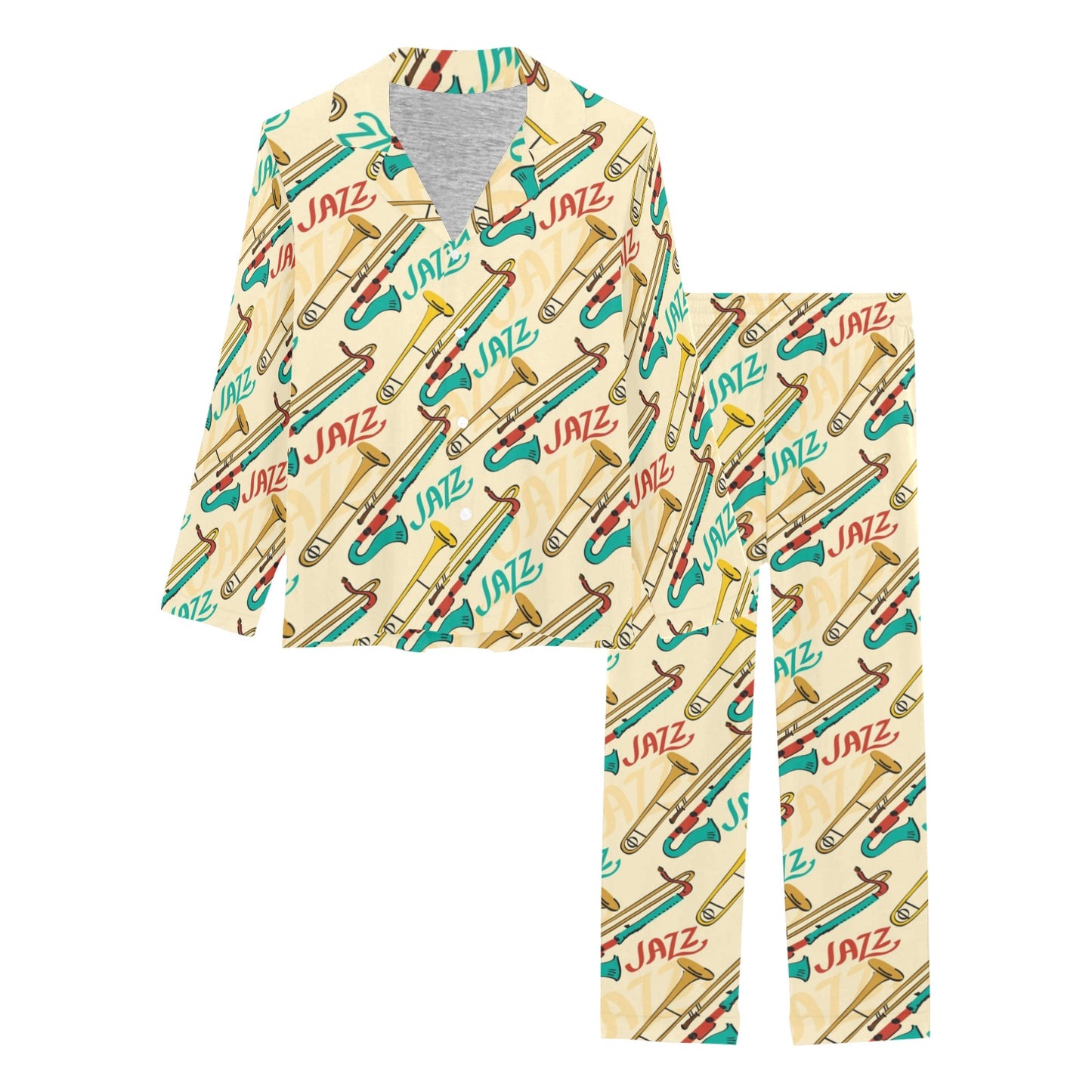 Trombone Pattern Print Design 03 Women's Long Pajama Set