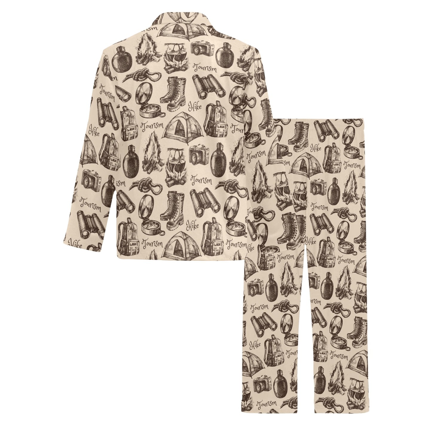 Camping Pattern Print Design 01 Men's Long Pajama Set