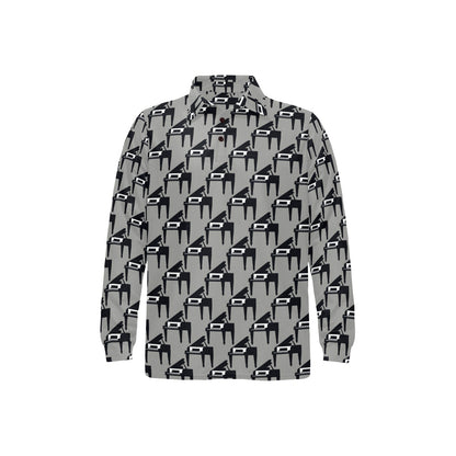 Piano Print Design LKS404 Long Sleeve Polo Shirt For Men's
