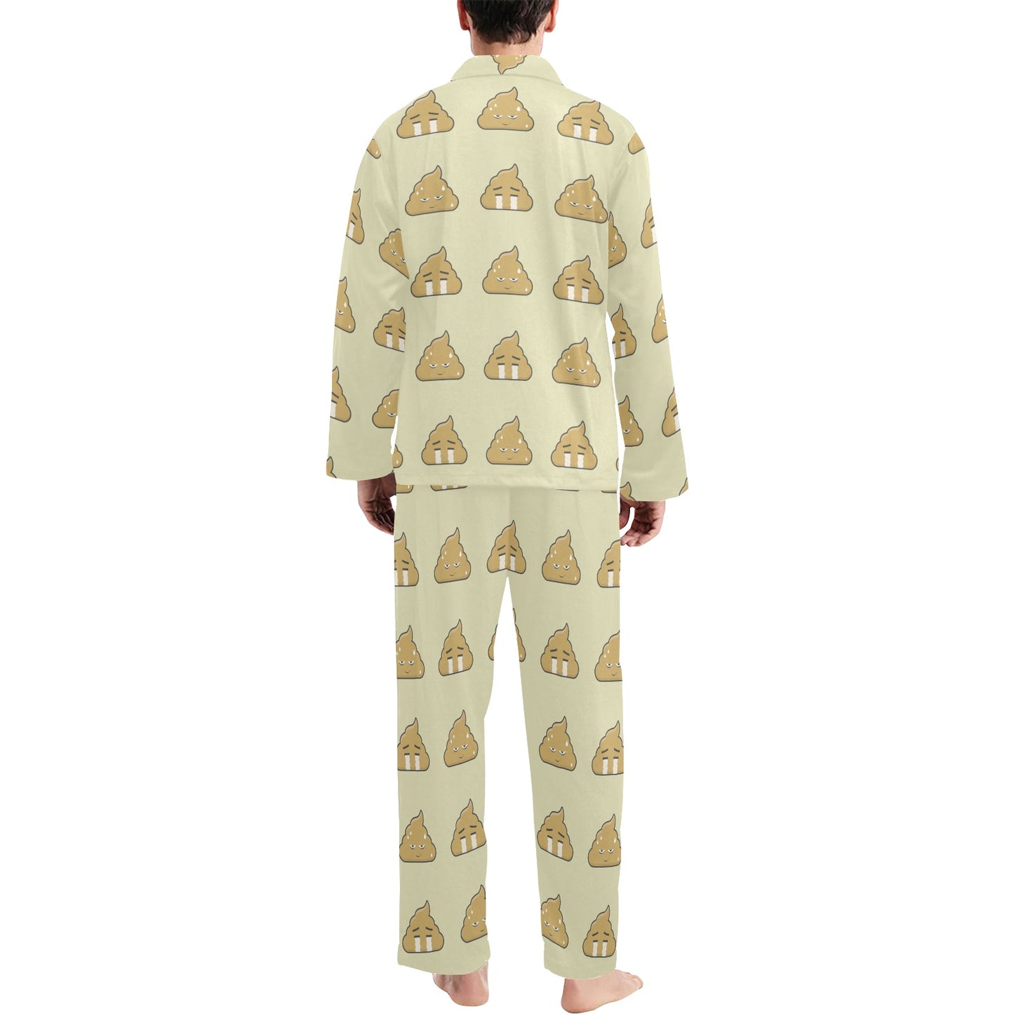 Poop Emoji Pattern Print Design A04 Men's Long Pajama Set