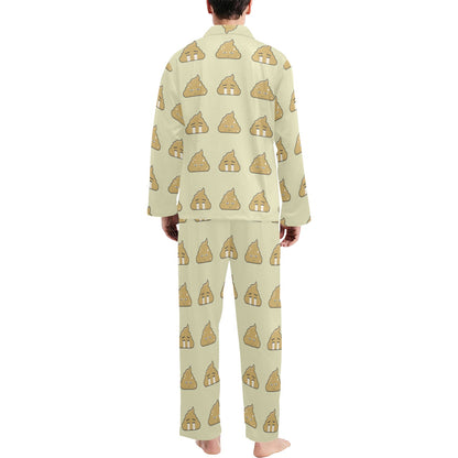 Poop Emoji Pattern Print Design A04 Men's Long Pajama Set