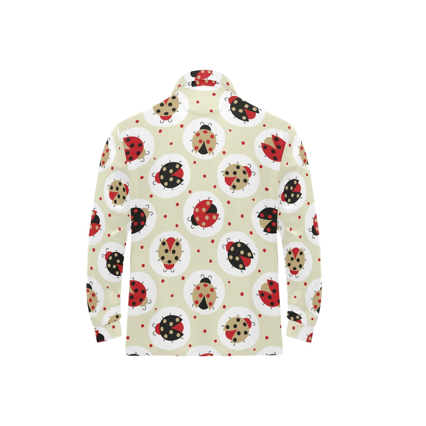 Ladybug Pattern Print Design 03 Long Sleeve Polo Shirt For Men's