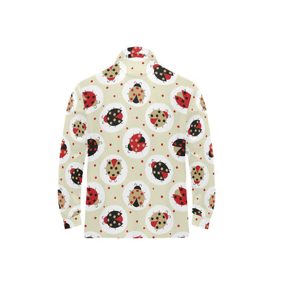 Ladybug Pattern Print Design 03 Long Sleeve Polo Shirt For Men's