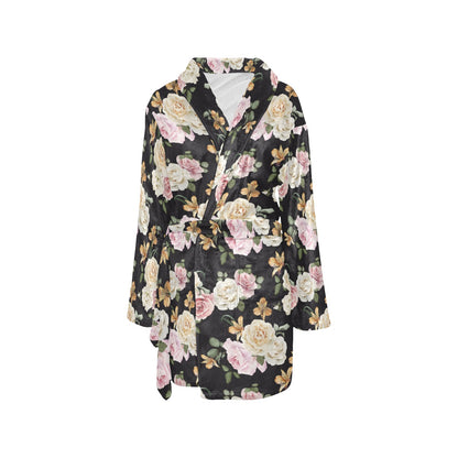 Rose Pattern Print Design A01 Women's Fleece Robe