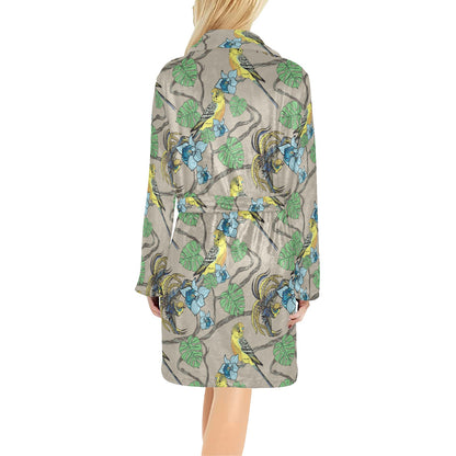 Parakeet Pattern Print Design A02 Women's Fleece Robe