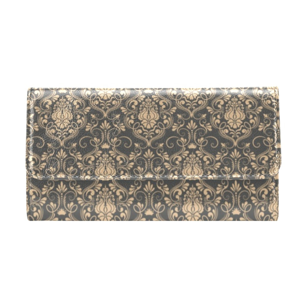 Damask Elegant Luxury Print Pattern Women's Trifold Wallet
